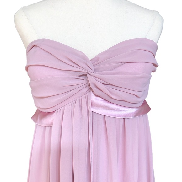 Vintage PACOPM Dusty Pink Strapless Floaty Dress Sheer Fully Lined Floor Length - Picture 5 of 8